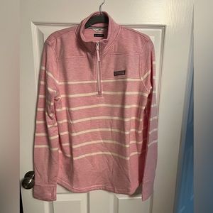 Brand new Vineyard Vines Shep Shirt, 1/4 zip, pink stripe, dream cloth.  Medium